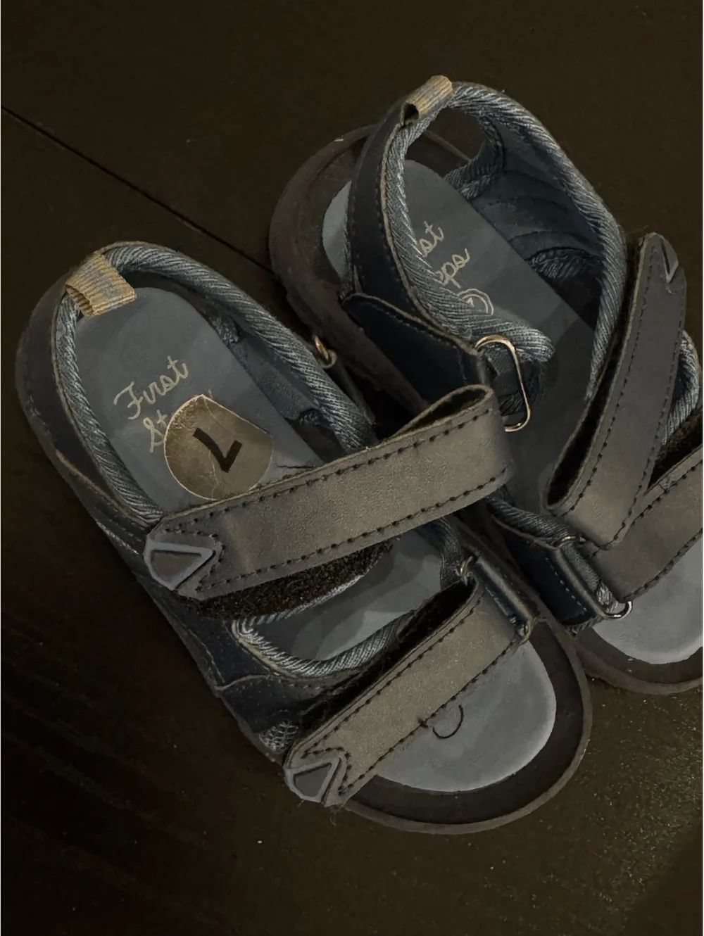 First Steps Toddler Boys' Blue Adjustable Strap Sandals Size 7